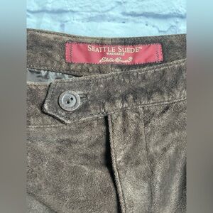 Vintage skirt Eddie Bauer Seattle Suede Brown Boho Western Midi Leather  14